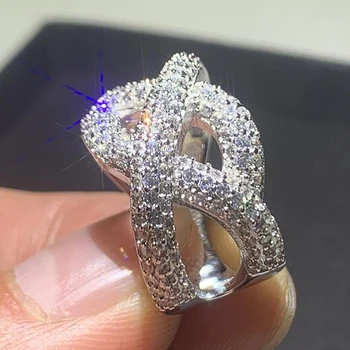 Huitan, съвременни модни дамски пръстени, сребърен цвят, луксозни кубични циркониеви пръстени с кръст на пръст, Сватба парти, Нови Модни дамски бижута
