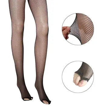 Дамски чорапогащник с отворени пръсти за латино танци, высокоэластичные мрежести чорапогащи, меки мрежести секси найлонови чорапи