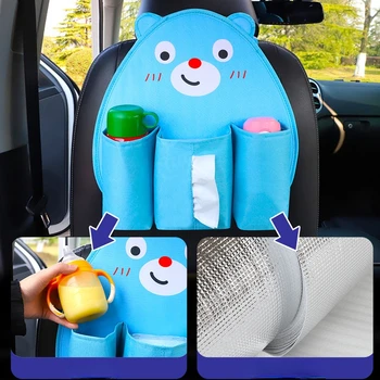Cartoony органайзер за облегалката на автомобилната седалка, чанта за съхранение, Многофункционален детски държач за чаши вода и на бутилката, чанта за съхранение