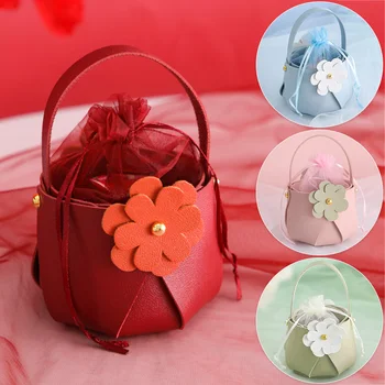 Нова Мода цвете Чанта за Съхранение от Изкуствена Кожа с Вкара чанта, творчески Преносими бижута, подарък чанта за Шоколад, чанта за парти, банкет