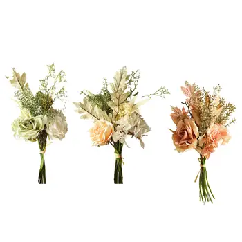 Романтичен Букет изкуствени цветя, Декоративна Роза за Младоженци, реалистичен Цвете хортензия за декор на сватбени партита