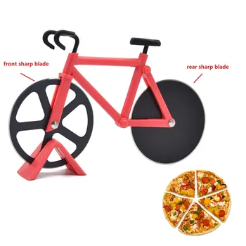 Кухненско приспособление, нож за пица, незалепващо покритие от неръждаема стомана, нож за пица във формата на велосипед, велосипеди валяк, Нож за рязане на пица, Велосипеди инструмент