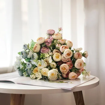 Роза пъпка на Изкуствени Цветя, Домашни Сватбена Украса на Градината е Дълга Клонка Букет направи си САМ Сватбени Копринени Аксесоари За Изкуствени Цветя