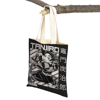 Дамски чанта за пазаруване Demon Slayer с двойно принтом, множество Ежедневни японската класическа чанта от филм-аниме, дамски чанти, за пазаруване