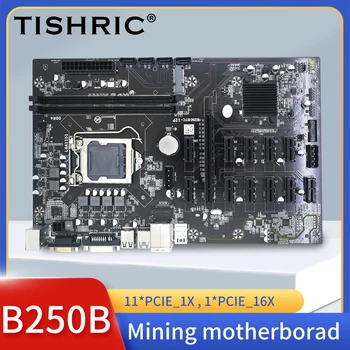 Дънна платка за майнинга TISHRIC B250 12 * PCIE 1X Видео карта LGA1151 Слот GPU Поддръжка на оперативна памет DDR4 DIMM дънната Платка на компютъра B250B БТК