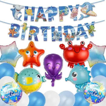 Балон от фолио, набор от балони с животни от морския свят, детски душ, парти по случай рожден ден, сватбена украса, на балон в морски стил