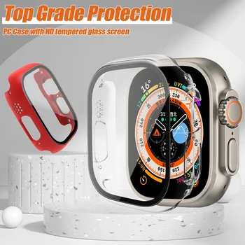 Стъкло + Калъф за Apple Watch Ultra 49 мм Smartwatch PC Case Протектор на Екрана Броня Закалени iwatch 7/8 41 мм 45 мм Защитен Калъф