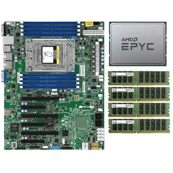 Сървър Дънната платка Supermicro H11SSL-i + 32-ядрен процесор AMD EPYC 7551P CPU + 4x32 GB оперативна памет 2133P