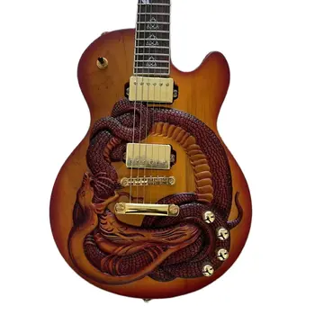 Резбовани електрическа китара във формата на змия, мат нитроцеллюлозная боя, реалното изображение на доставка, срок на доставка 30 дни, може да се промени
