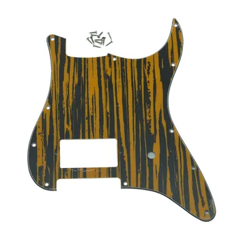 Кафяво-кафява ивица, 11 дупки, тампон за китара ST Strat One Humbucker, царапающая плоча, подходяща за китарни части на Fender Delonge, китара аксесоари