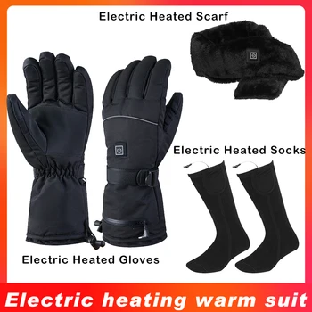 Ръкавици с топъл от електрически батерии/Чорапи/шал, Зимни ръкавици със сензорен екран, Топлинни ръкавици 3 нива на Каране на ски, сноуборд, скалолазании, пешем туризма