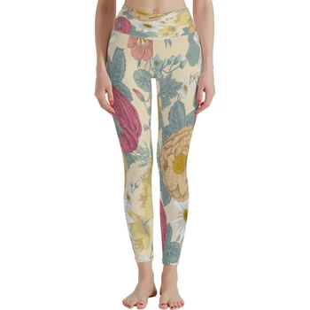Дамски гамаши с висока талия, не просвечивающие, меки спортни панталони за контрол на корема за практикуване на йога