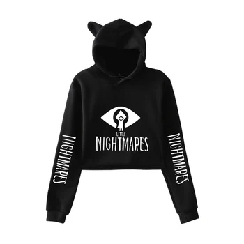 Little Nightmares Пуловер с котешки съкратен толстовкой, Дамски hoody, всекидневни съкратен топ, дамски hoody с качулка, детска облекло Little Nightmares