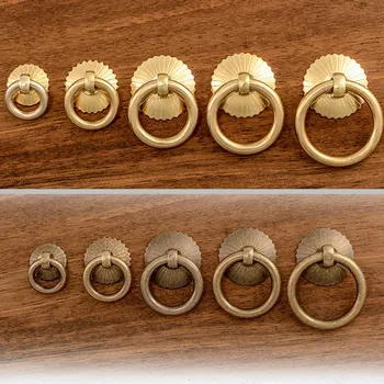 Реколта месингови дръжки-пръстени за кабинет, златни Дръжки за кухненските чекмеджета, Вратите на гардероба-1 опаковка