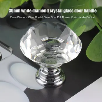 Лек с 30 мм diamond кристал стъкло сплав Врата кутия Ръчна дръжка Бар шкаф Шкаф Прибиращ се дръжка Дръжка