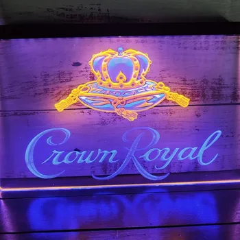 Двуцветен led неонова реклама Crown Royal Derby Whiskey NR beer Bar