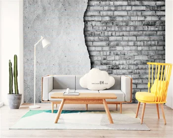 Обичай тапети в индустриалния стил, усещане за цимент, модерна минималистичная индивидуалност, тухлена стена, на дивана, на фона на стенни картини behang