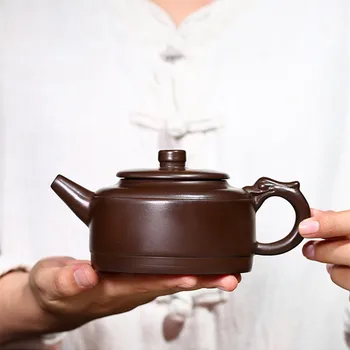 300 мл Чай Саксии Китайски Керамичен чайник Подарък Ръчна изработка Kongfu Чай Сурова руда лилаво кал кана за накисване чай гърне Керамичен Чайник