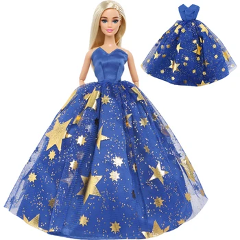 Елегантна куклено рокля, празнична рокля на принцеса, блестящ принт в формата на звезда, облекло за сватбен бала, дрехи за Барби кукли, аксесоари, 11,5 инчов играчка