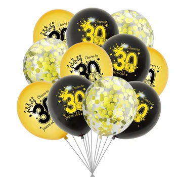 5-20 парчета е 12 инча С 18-та, 30-та, 40-та, 50-ти рожден Ден, балони със златен конфети, латекс топки, Годишнина декор за парти по случай рождения Ден на възрастни