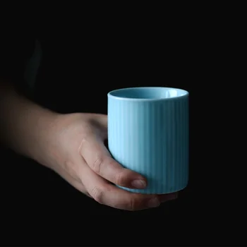 ★ Цзиндэчжэньская керамична чаша в мъгливо-сини ивици, чаша с малък капацитет, однотонная чаша за вода, Ръчно Удобен офис чаша, прибори за хранене