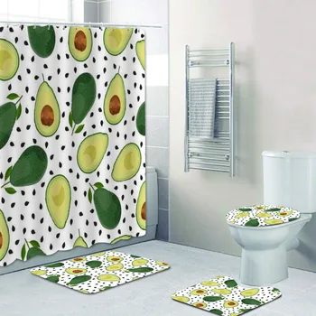 Сладък Cartoony Авокадо, завеси за душ, комплект за пердета за баня, водоустойчив Модерен подложка за баня с пресни плодове, летен начало декор за баня