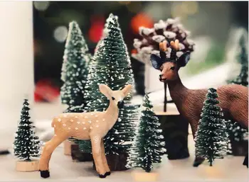 400шт Коледна украса малък бор, мини-декорация за коледната елха, подпори, Дядо коледа, сняг, студ, настолни украса за парти