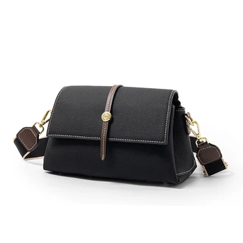 Hxl, нови дамски чанти от естествена кожа, модни контрастная многопластова чанта-месинджър с широк пагон, чанта през рамо