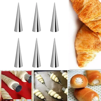 6 комплекта ъглови форми за сладкарски крем, конусни тръби, конична форма за печене форма за печене на големи по размер от неръждаема стомана