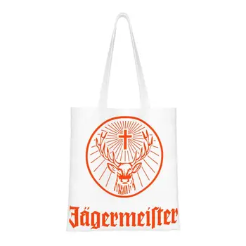 Дамска чанта-тоут за пазаруване Jagermeisters, забавна холщовая пазарска чанта на рамо, по-голямата голям чанта