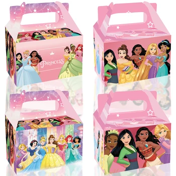 Кутия за празнични предложения на принцеса Дисни, розова кутия за бонбони, подарък кутия за бисквити, торбички за подаръци 