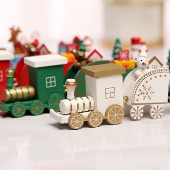 Дървена Коледен влак 2021 Коледна Украса За дома Коледни Подаръци Навидад Noel Коледен орнамент За Нова година 2022
