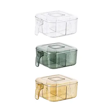 Прозрачна кутия за подправки Контейнер за подправки Кутии за подправки 4 отделения с капак за масата за вечеря Домашна кухня