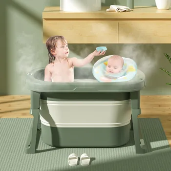 Бебешка вана за деца от 0-15 години, домашен Удобен сгъваем купа От безопасен материал, купа за баня, Устойчиво несущее кофа за баня