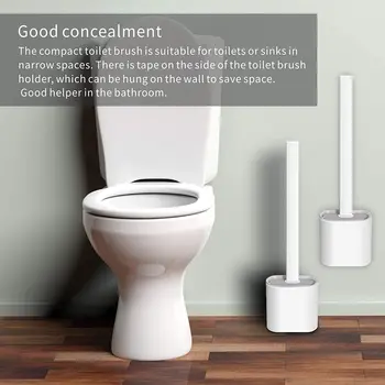 Стенен силикон ершик за тоалетна С държач, фланец за почистване на тоалетната чиния, комплект инструменти за тоалетна, баня Аксесоари