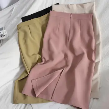 Материал костюми: кратък палта 2023, новост пролетта/лятото, малката розова кратък палта, приталенная професионална пола в една стъпка, пола с цепка