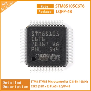 5 Бр./лот, Нов чип на микроконтролера STM8S105C6T6 STM8S105 STM8 STM8S, 8-битов чип за 16 Mhz 32 KB (32 ДО x 8), светкавица LQFP-48