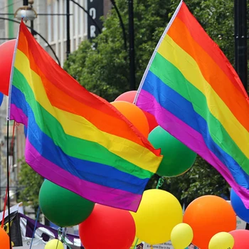 Флаг Дъгова Гордост хоп Филаделфия Филаделфийската ЛГБТ-гей-гордост Дъгата Флаг 90*150 см Знаме на гей-Прайда с Медни Люверсами