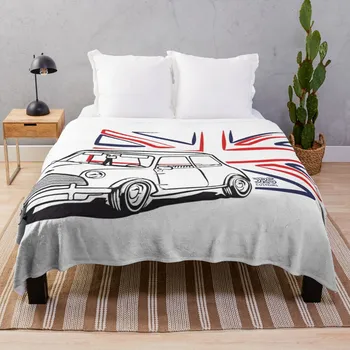 Класически Mini Cooper Austin с флага на Великобритания, каре, меки завивки за легла