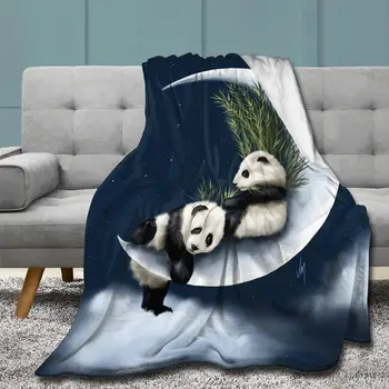 Флисовое одеяло със сладък пандой, фланелевое спално бельо, декорация, плюшени завивки с анимационни любимци принтом, пухкави супер меки детски подаръци