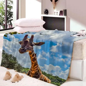 Персонални Одеяло от домашен текстил С участието на Жираф, Лугопастбищного Залез слънце, фланелевое утяжеленное Одеяло, Топло Меко одеяло, разтегателен диван, пътнически одеяла
