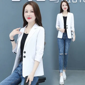 2023 Ново финото палто, женски блейзър, оборудвана кратък универсален яке, корейската мода, офис дамски блейзери, палта, Дамски дрехи