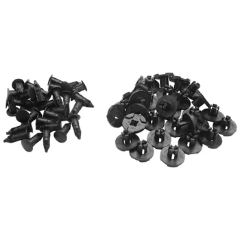 30 бр. пластмасови части, 8 мм, Черна дырочка, броня с нитове, закопчалката-клипса