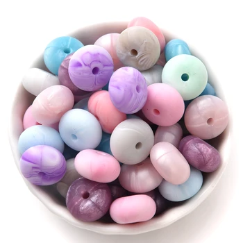 50 бр. силиконови перли на Abacus, декоративни свободни мъниста За бижута, верига за биберони, силиконови топки за дъвчене зъбите, не съдържа BPA
