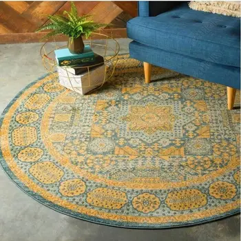 Луксозен кръгъл килим в стил ретро, декоративни килими за хол, мат голяма площ, Нощни подложка за спалня, Гардероб, пухкави, меки килими