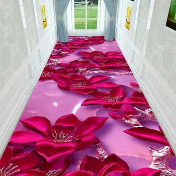3D-килим с цветен модел на рози за всекидневната, дълъг коридор, килими за антре, постелки за спални, кухненски подложки, подложка за баня, Противоскользящий