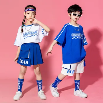 Детска лилава риза в стил хип-хоп, камуфляжные шорти-карго за улични танци, комплекти летни дрехи за момчета, градинска дрехи за момичета, детски джаз костюми