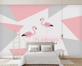 beibehang Размер картини по поръчка на 3D тапети Скандинавски розово прост фламинго фон за украса на детска стая Papel de Pared тапети