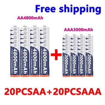 AAA + AA алкална батерия акумулаторна AA 1.2 4800 mah - 1,2 В AAA 3000 mah, фенерче, играчка часовници, MP3 плейър, безплатна доставка