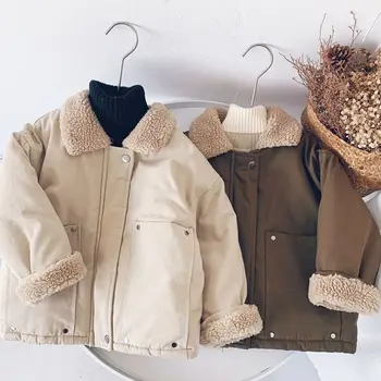 Памучен яке за момчета, MODX, палто с замшевым яка, утепленная стеганая яке, утепленная зимни детски дрехи с памучна подплата